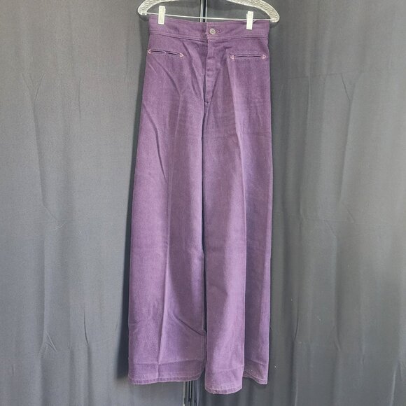 Retro 70s Levi Strauss Purple Corduroy Bell Bottom Jeans High Waisted - Picture 1 of 12